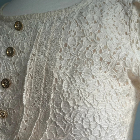 Juicy Couture Cream Lace Gold Button Shift Dress Size Medium - Picture 6 of 14
